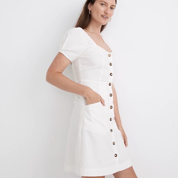 Madewell white linen dress sz 12 - Picture 9 of 13